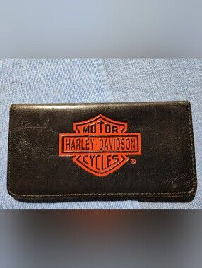 Vintage Harley-Davidson Black Leather Bifold Wallet